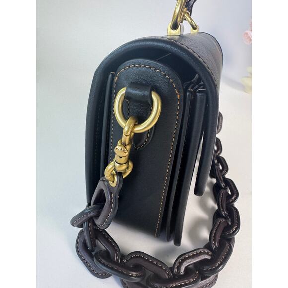 Coach Rogue Top Handle Bag Black/Oxblood With Charm - Picture 7 of 13